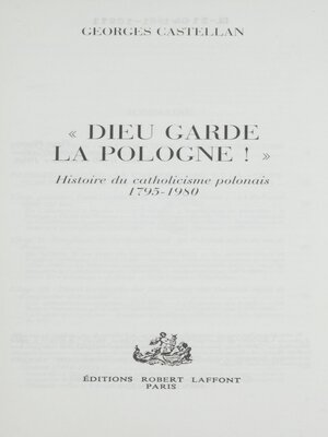 cover image of Dieu garde la Pologne !